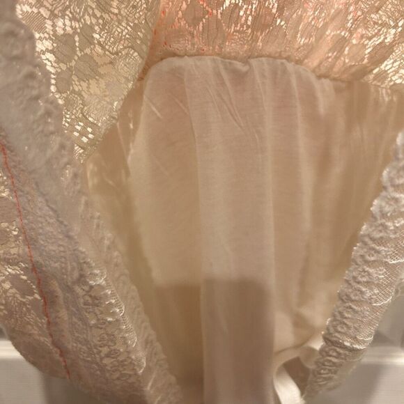 Anthropologie One September Large Lined Lace Embroidered Tank Top White Orange - Picture 6 of 7